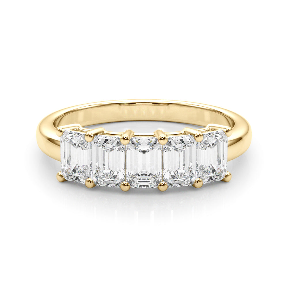 Lab-Grown Diamond Prong Emerald Cut 5-Stone Diamond Ring, DE Color VVS Clarity