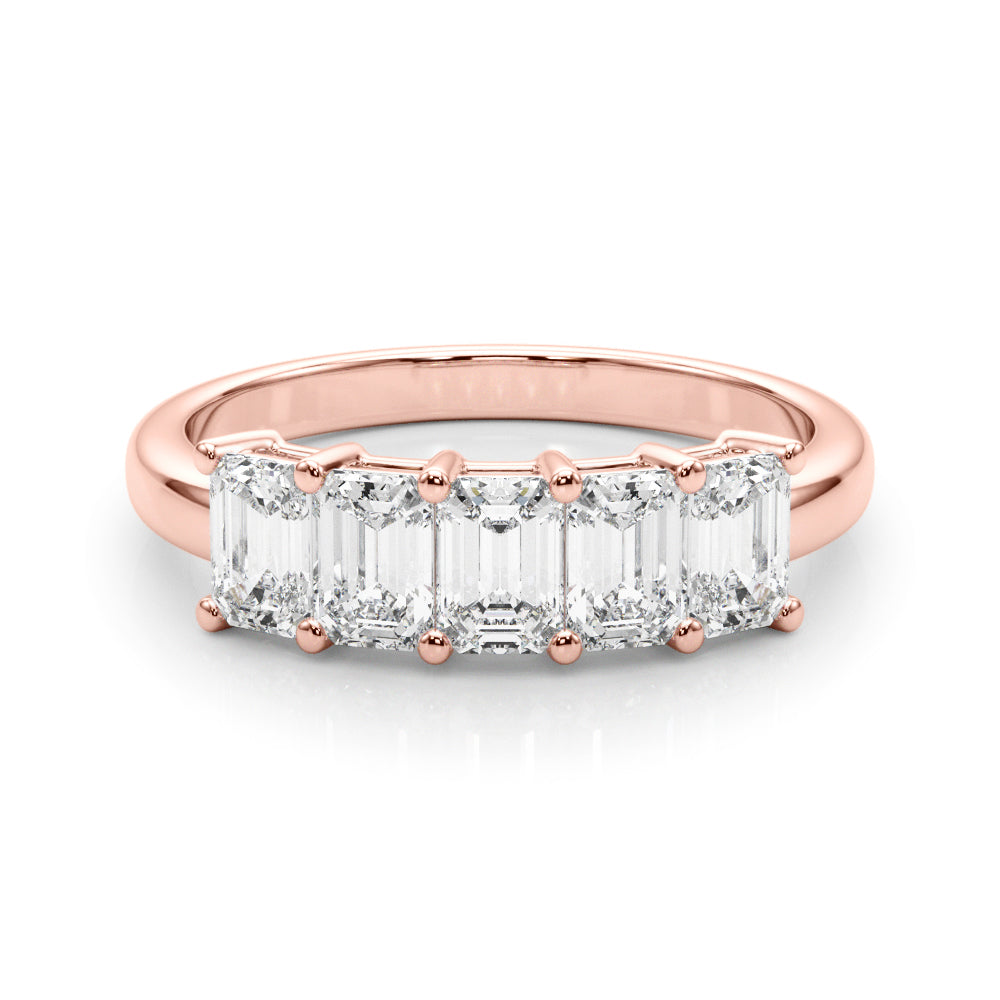 Lab-Grown Diamond Prong Emerald Cut 5-Stone Diamond Ring, DE Color VVS Clarity