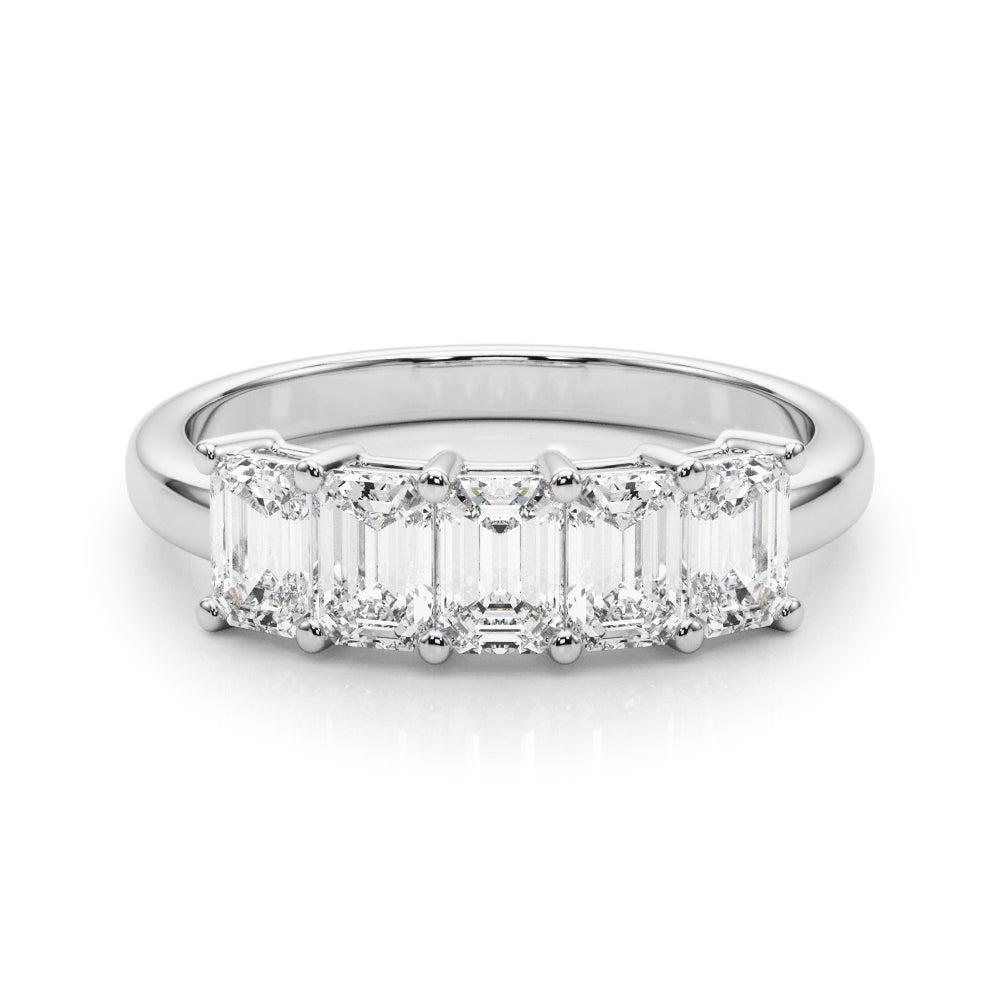 Lab-Grown Diamond Prong Emerald Cut 5-Stone Diamond Ring, DE Color VVS Clarity