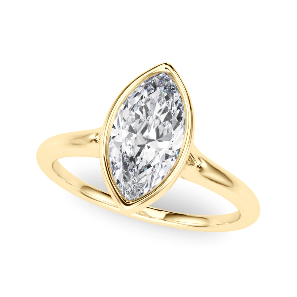 IGI Lab-Grown Marquise Cut Diamond Bezel Set Solitaire Engagement Ring.