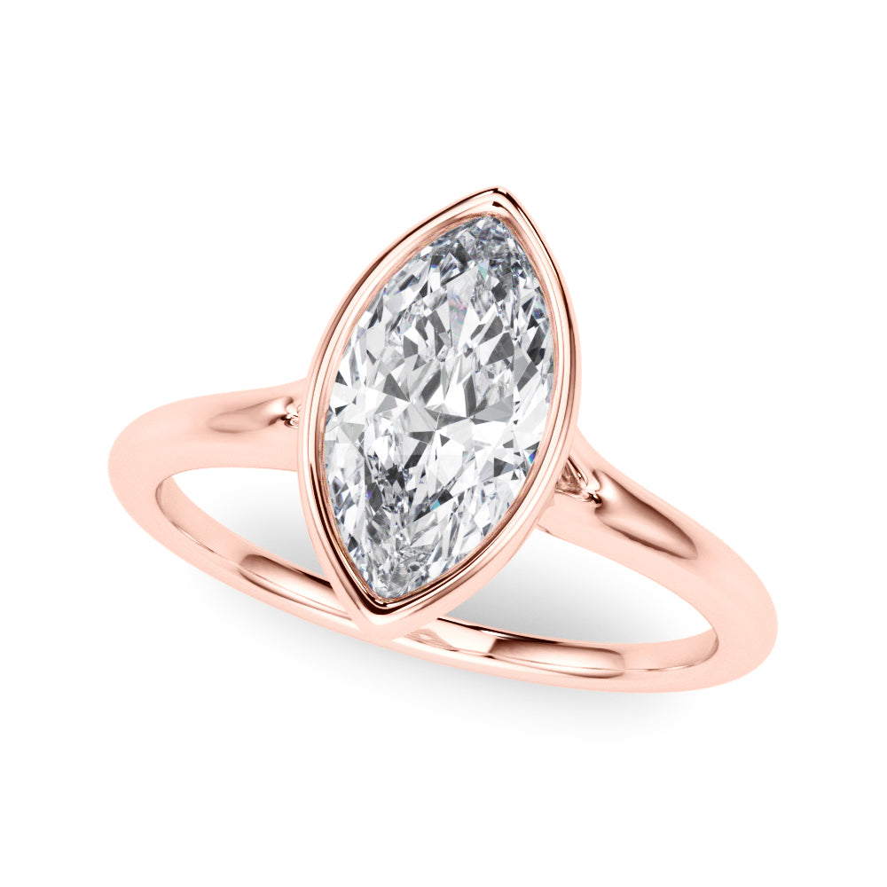 IGI Lab-Grown Marquise Cut Diamond Bezel Set Solitaire Engagement Ring.
