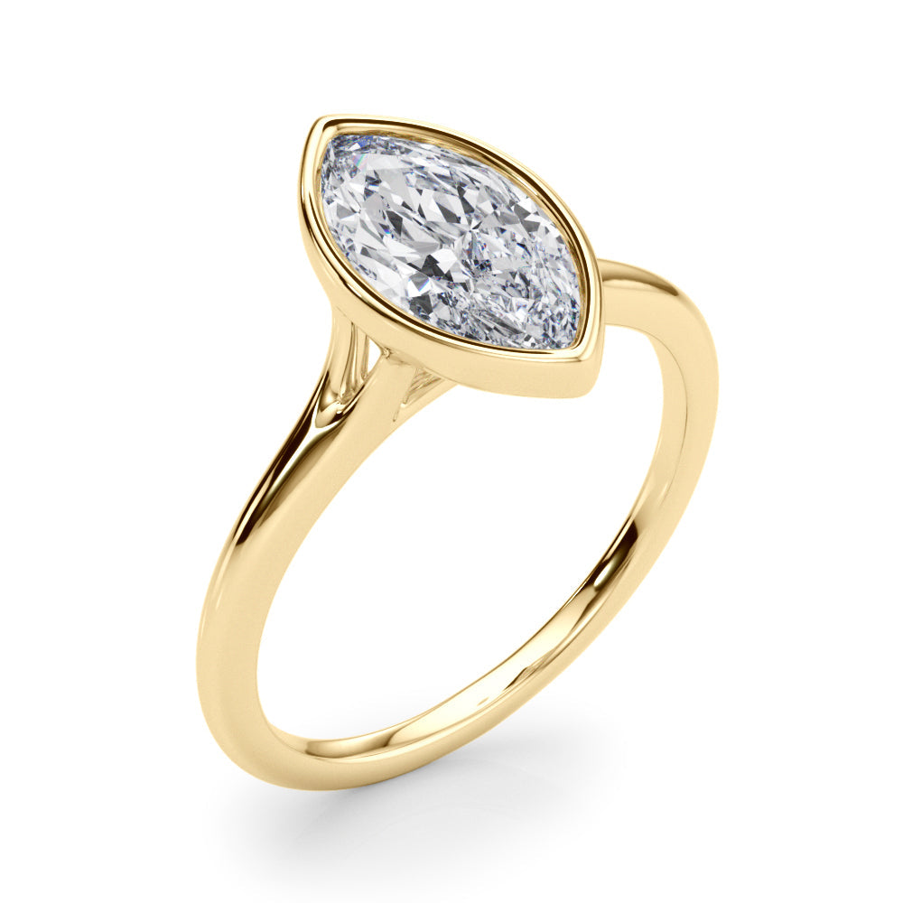 IGI Lab-Grown Marquise Cut Diamond Bezel Set Solitaire Engagement Ring.