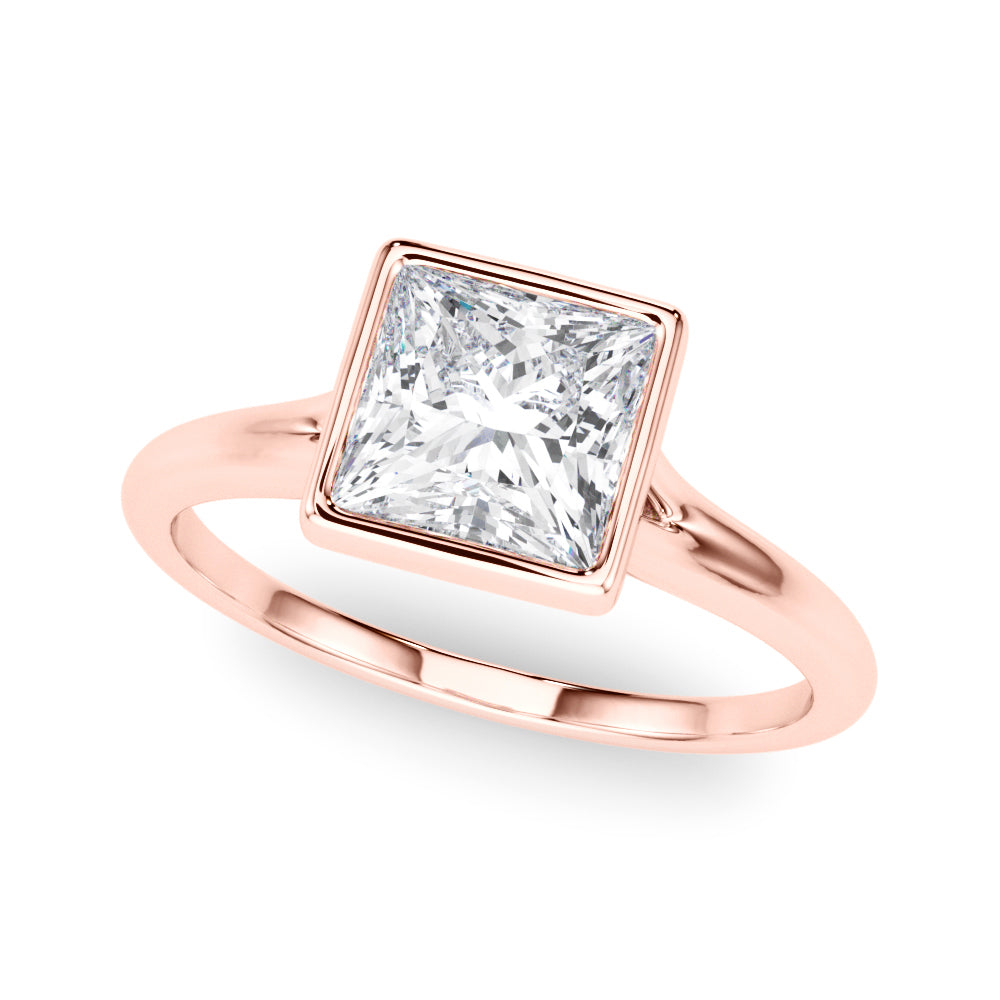 IGI Lab-Grown Princess Cut Diamond Bezel Set Solitaire Engagement Ring or Her.