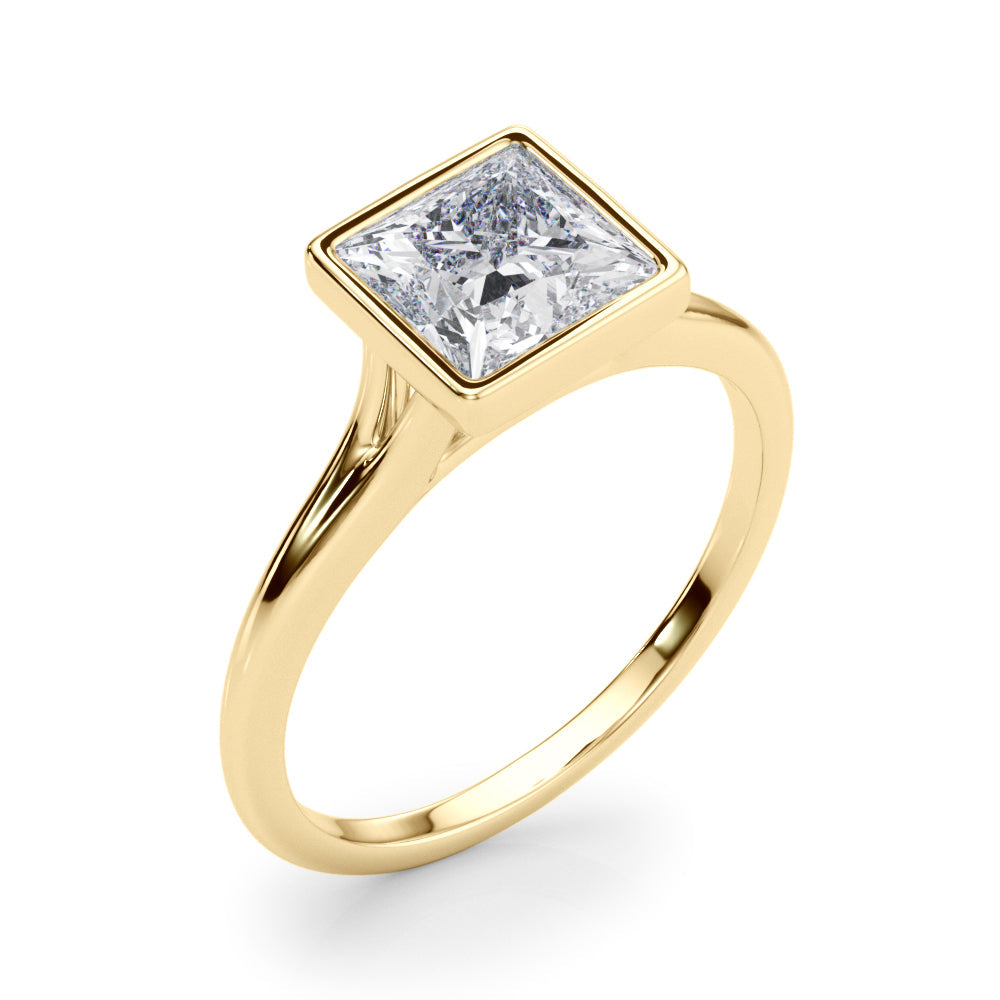 IGI Lab-Grown Princess Cut Diamond Bezel Set Solitaire Engagement Ring or Her.