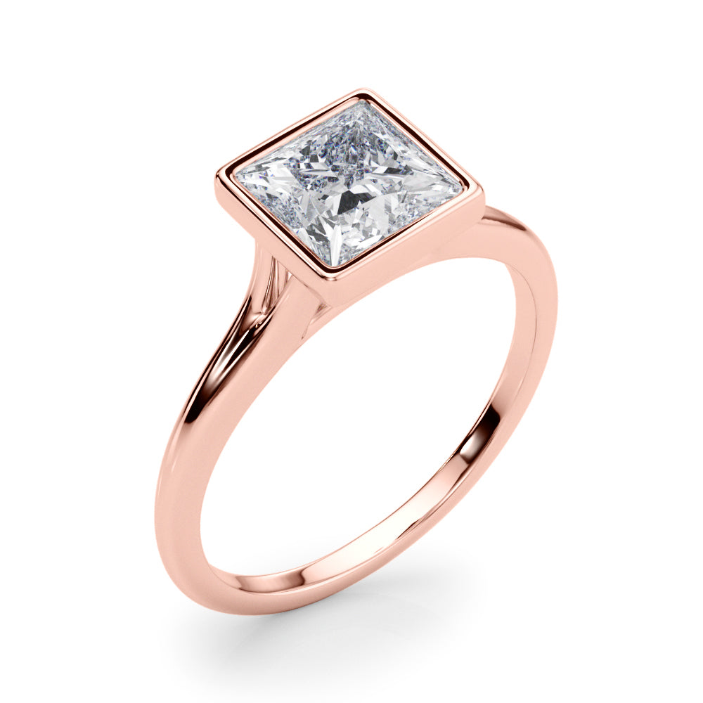 IGI Lab-Grown Princess Cut Diamond Bezel Set Solitaire Engagement Ring or Her.