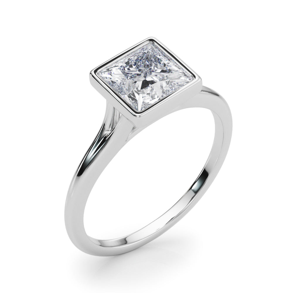 IGI Lab-Grown Princess Cut Diamond Bezel Set Solitaire Engagement Ring or Her.