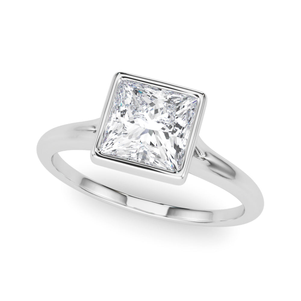 IGI Lab-Grown Princess Cut Diamond Bezel Set Solitaire Engagement Ring or Her.