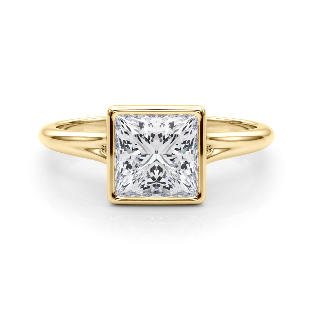 IGI Lab-Grown Princess Cut Diamond Bezel Set Solitaire Engagement Ring or Her.