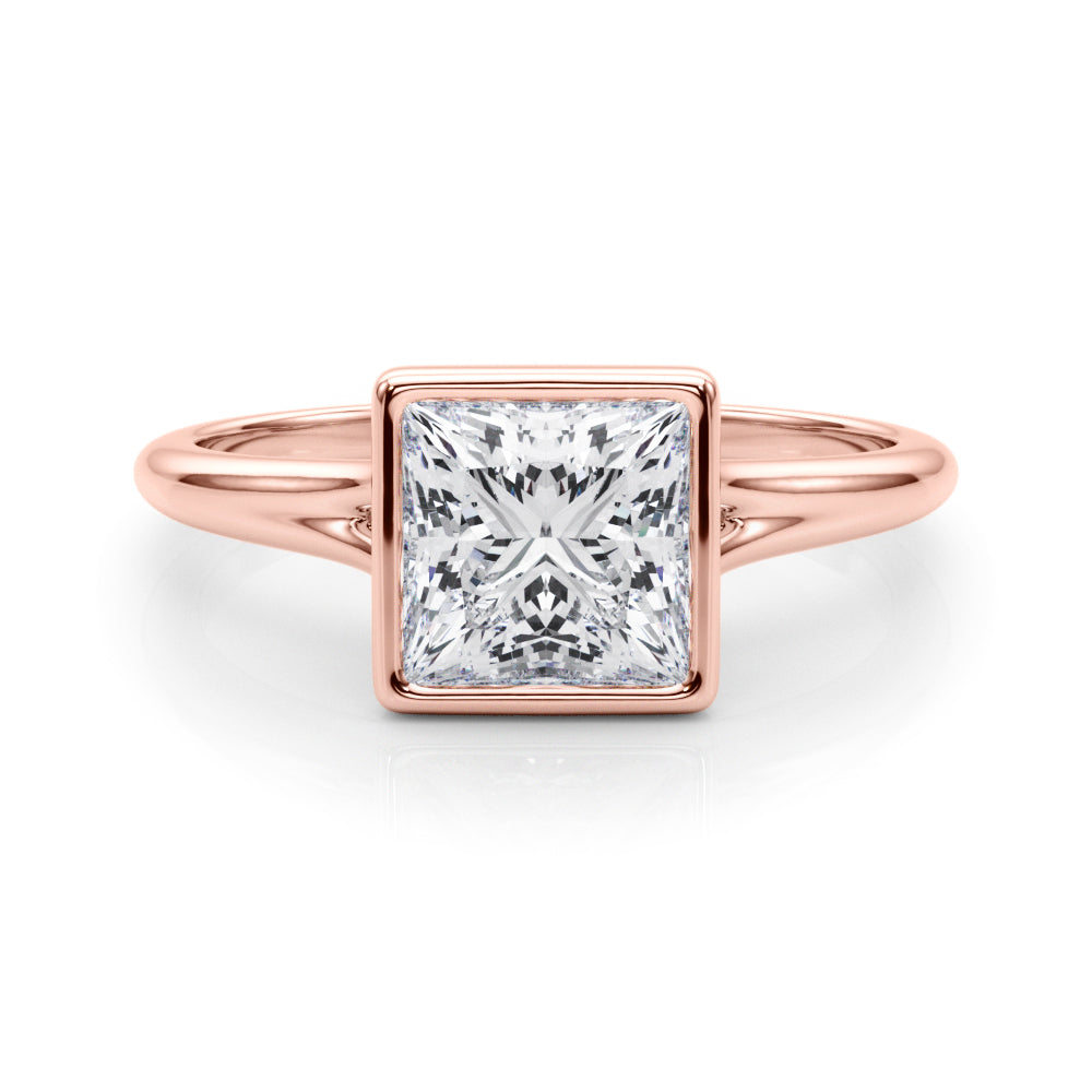 IGI Lab-Grown Princess Cut Diamond Bezel Set Solitaire Engagement Ring or Her.