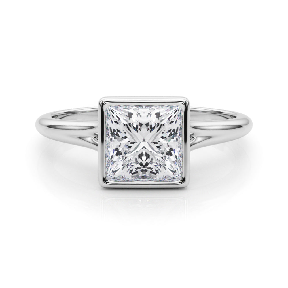 IGI Lab-Grown Princess Cut Diamond Bezel Set Solitaire Engagement Ring or Her.
