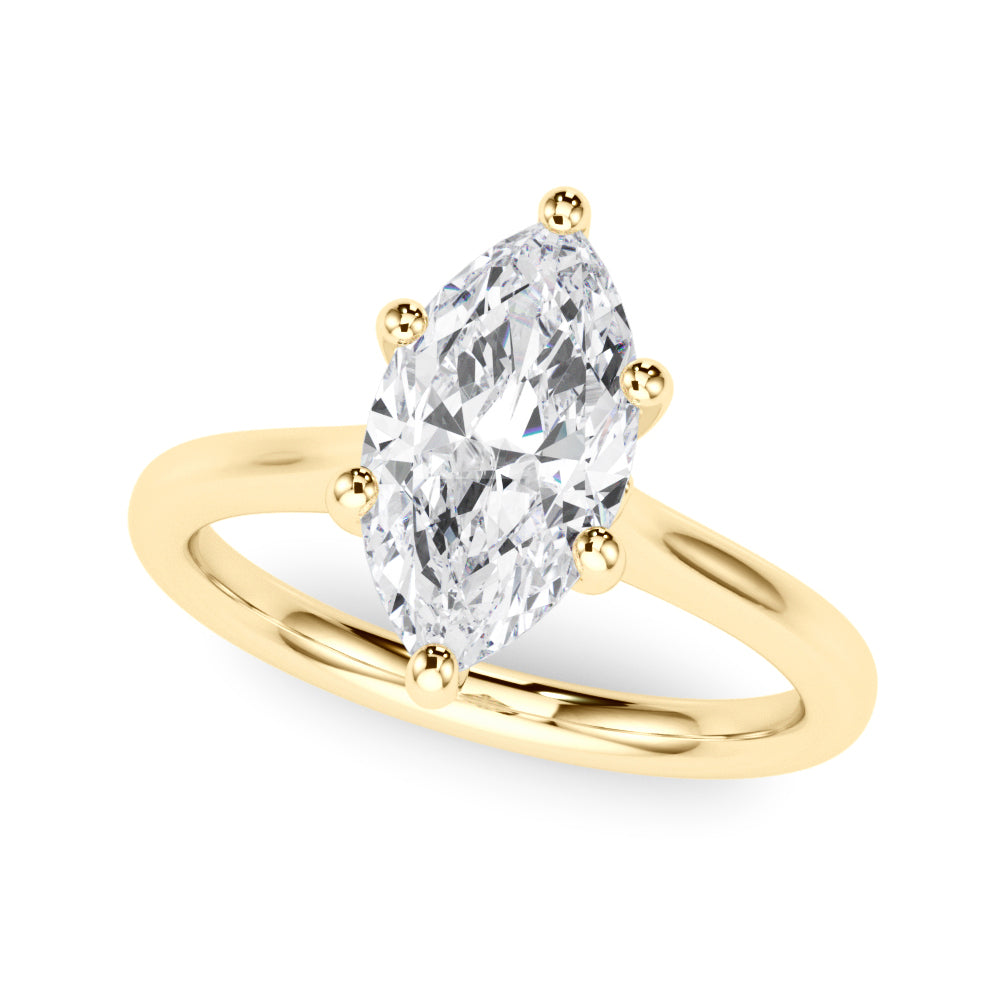 IGI Lab-Grown Marquise Cut Diamond Floral Six-Prong Solitaire Engagement Ring.