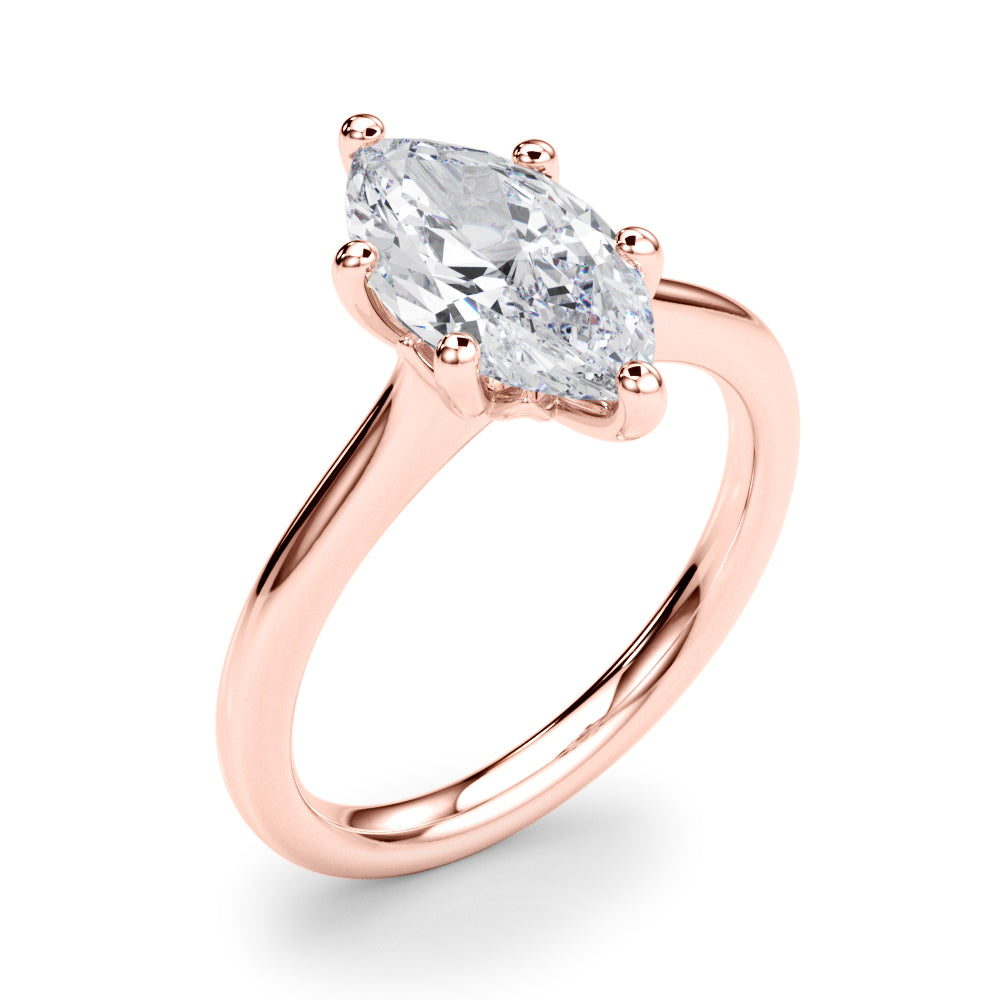 IGI Lab-Grown Marquise Cut Diamond Floral Six-Prong Solitaire Engagement Ring.