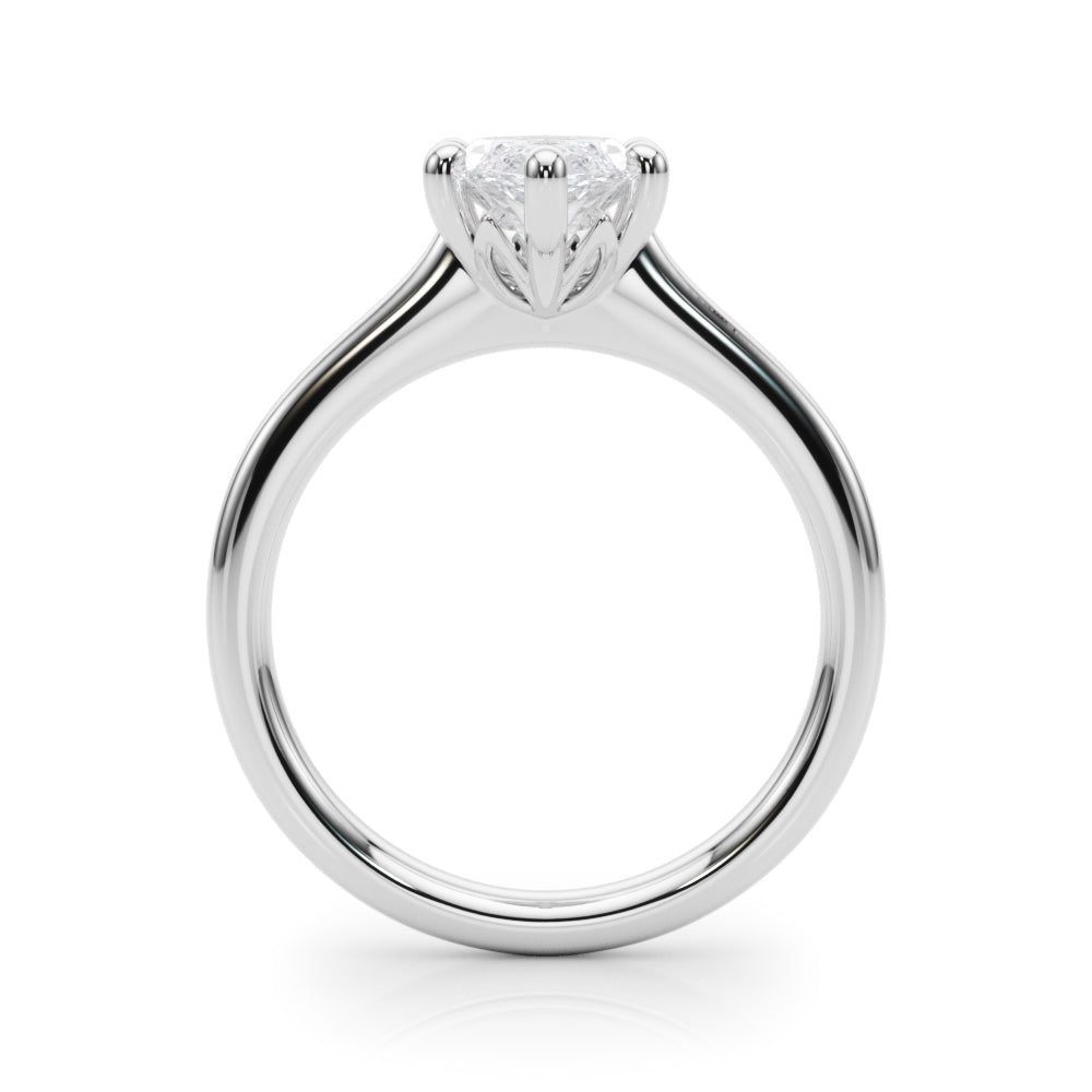 IGI Lab-Grown Marquise Cut Diamond Floral Six-Prong Solitaire Engagement Ring.