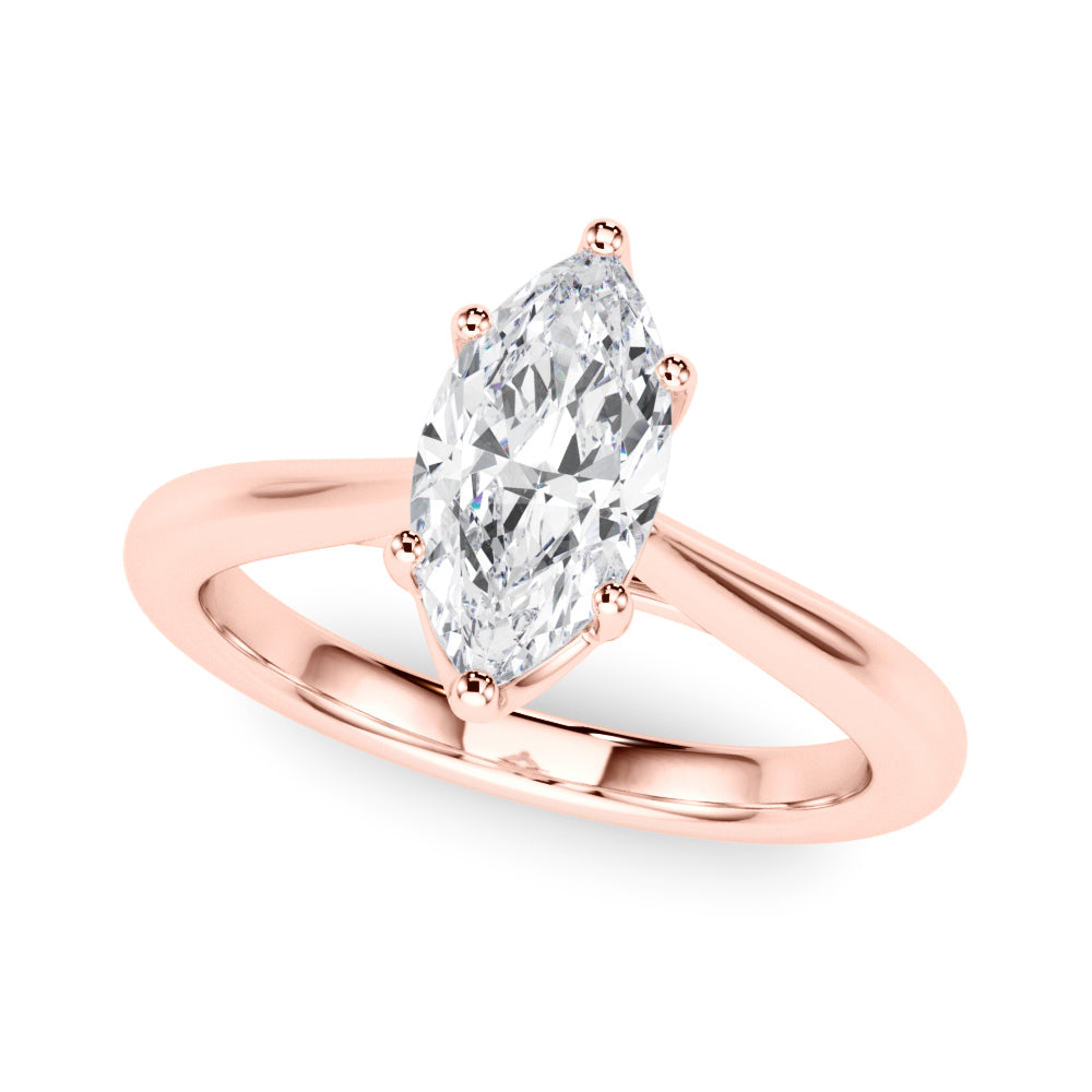 IGI Lab-Grown Marquise Cut D-VVS Diamond Six Prong Solitaire Engagement Ring.