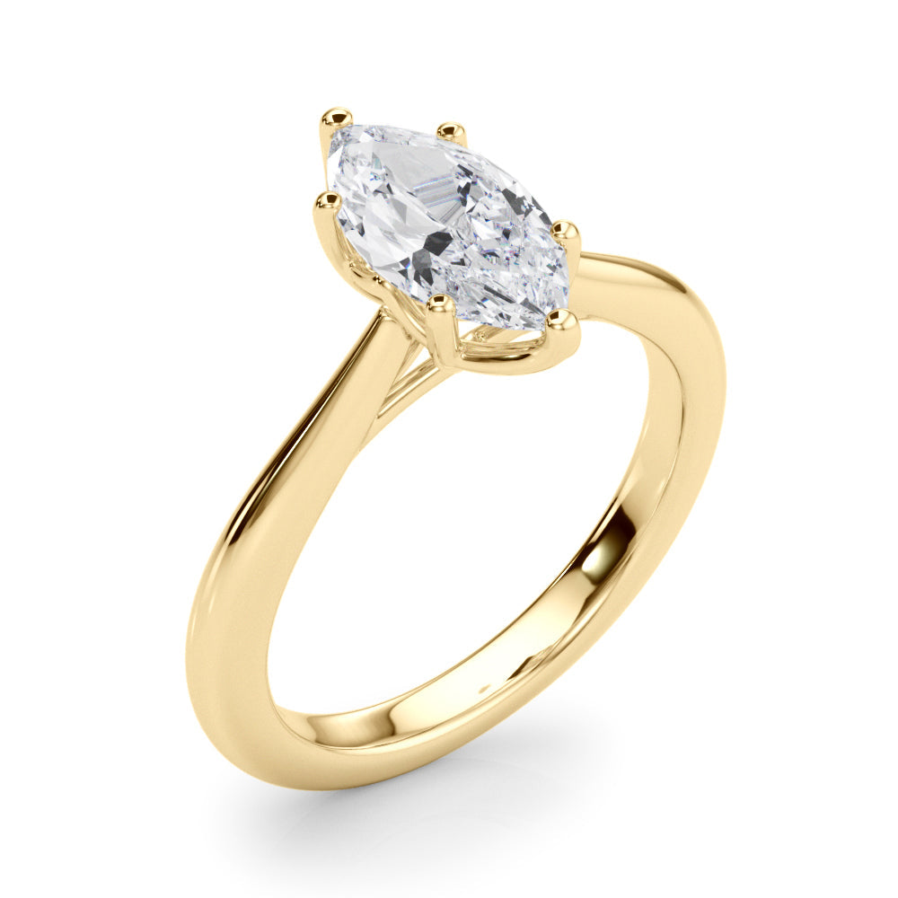 IGI Lab-Grown Marquise Cut D-VVS Diamond Six Prong Solitaire Engagement Ring.