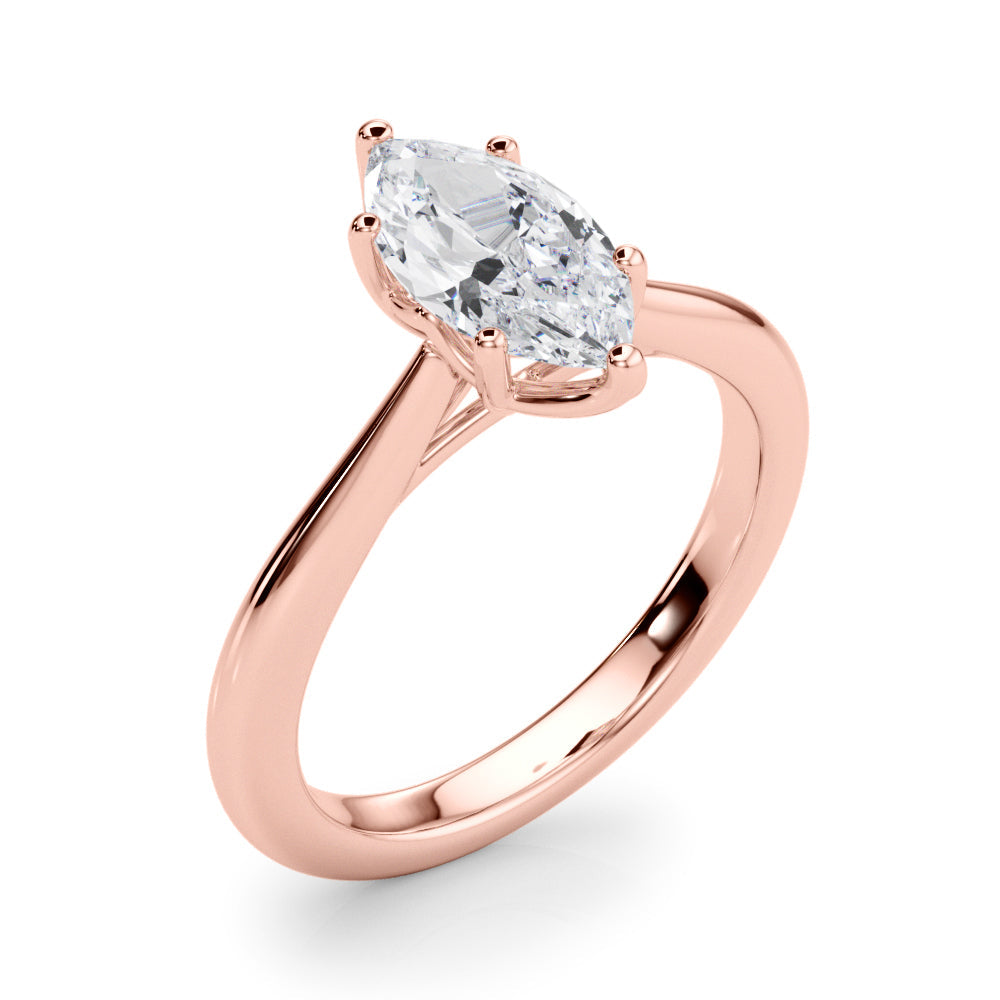 IGI Lab-Grown Marquise Cut D-VVS Diamond Six Prong Solitaire Engagement Ring.