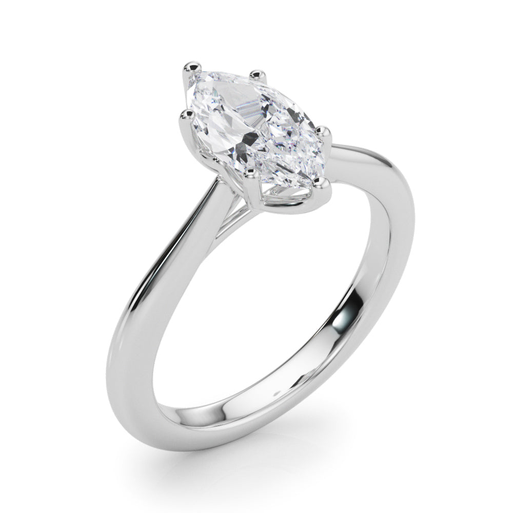IGI Lab-Grown Marquise Cut D-VVS Diamond Six Prong Solitaire Engagement Ring.