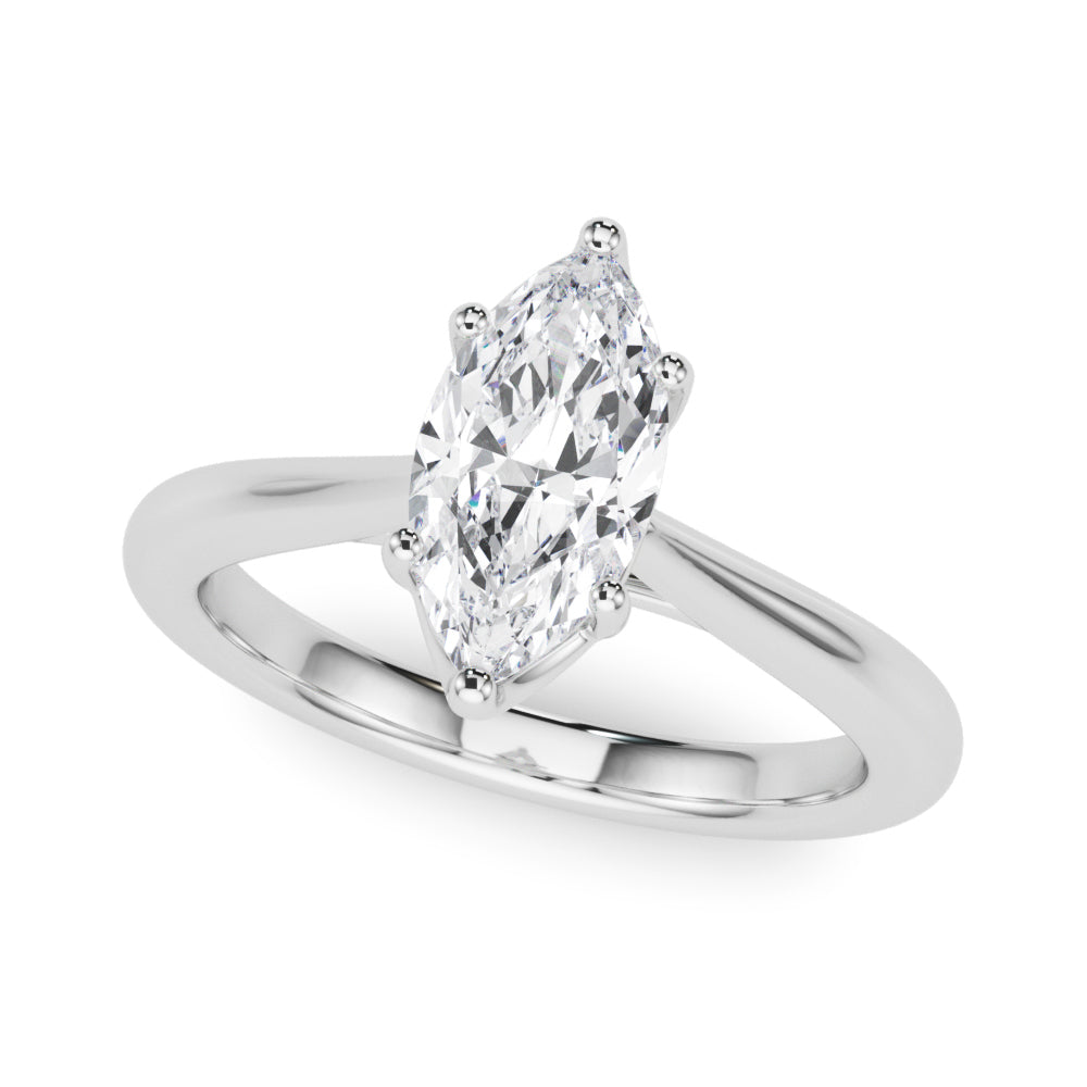 IGI Lab-Grown Marquise Cut D-VVS Diamond Six Prong Solitaire Engagement Ring.