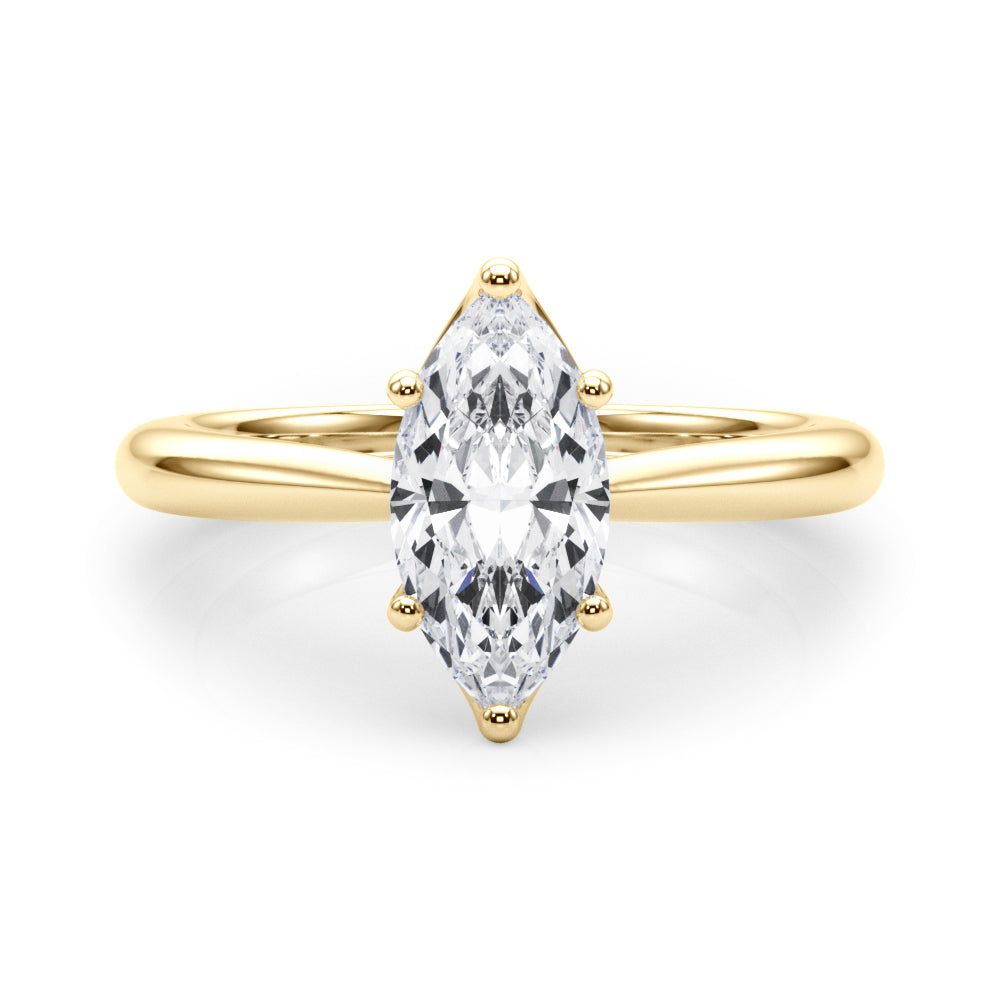 IGI Lab-Grown Marquise Cut D-VVS Diamond Six Prong Solitaire Engagement Ring.