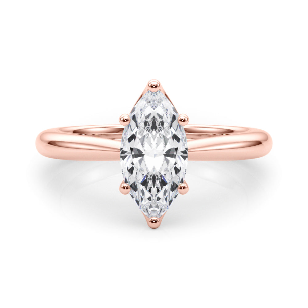 IGI Lab-Grown Marquise Cut D-VVS Diamond Six Prong Solitaire Engagement Ring.