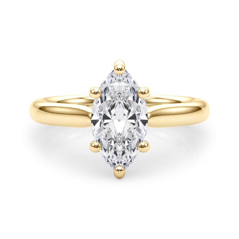 IGI Lab-Grown D-VVS Marquise Cut Diamond 6-Prong Solitaire Engagement Ring.