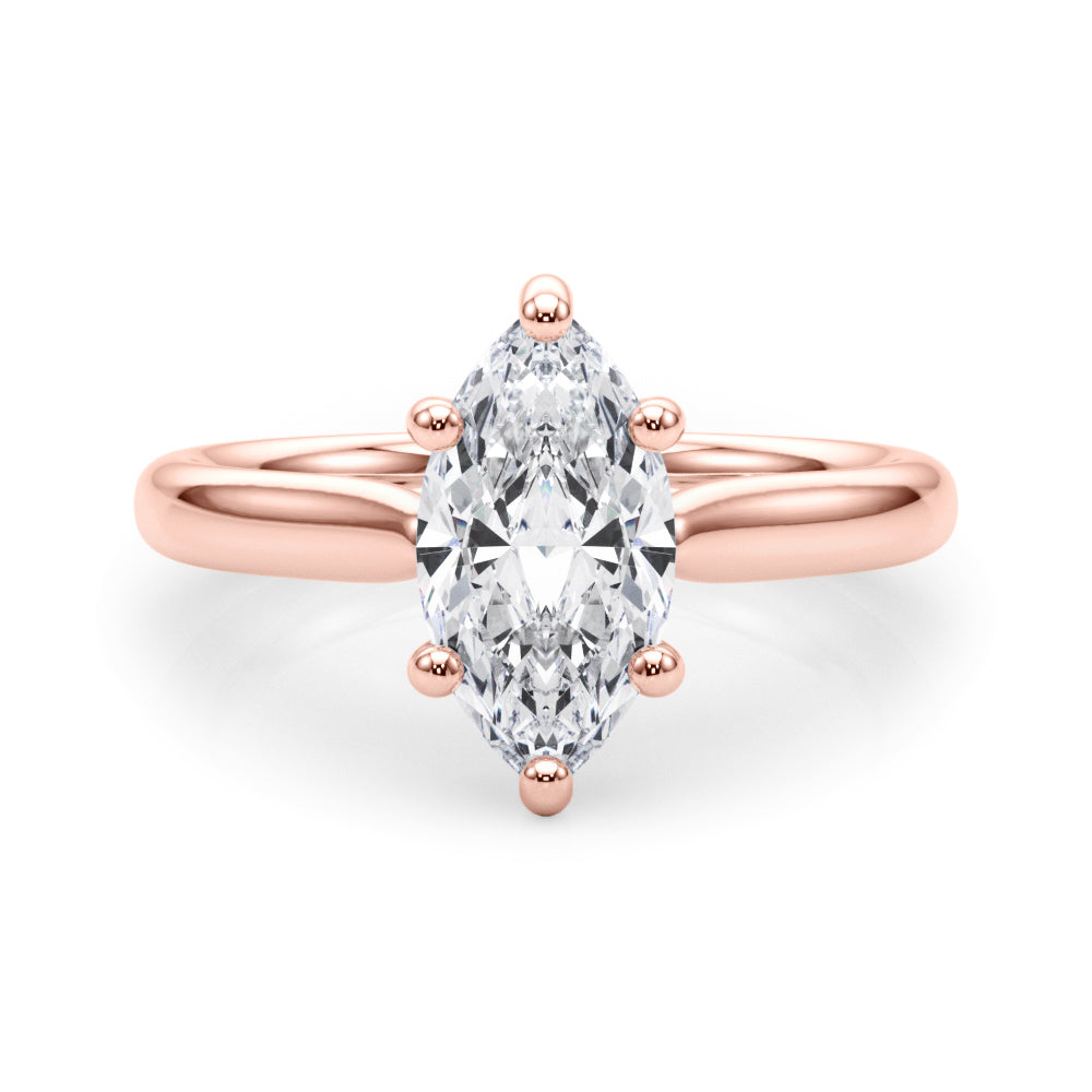 IGI Lab-Grown D-VVS Marquise Cut Diamond 6-Prong Solitaire Engagement Ring.