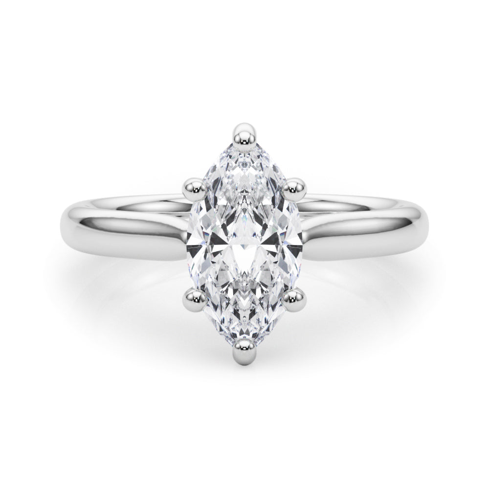 IGI Lab-Grown D-VVS Marquise Cut Diamond 6-Prong Solitaire Engagement Ring.