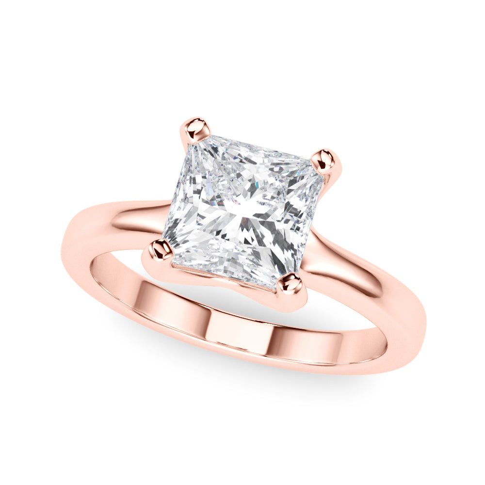 IGI Lab-Grown D-VVS Princess Cut Diamond Four Prong Solitaire Engagement Ring.