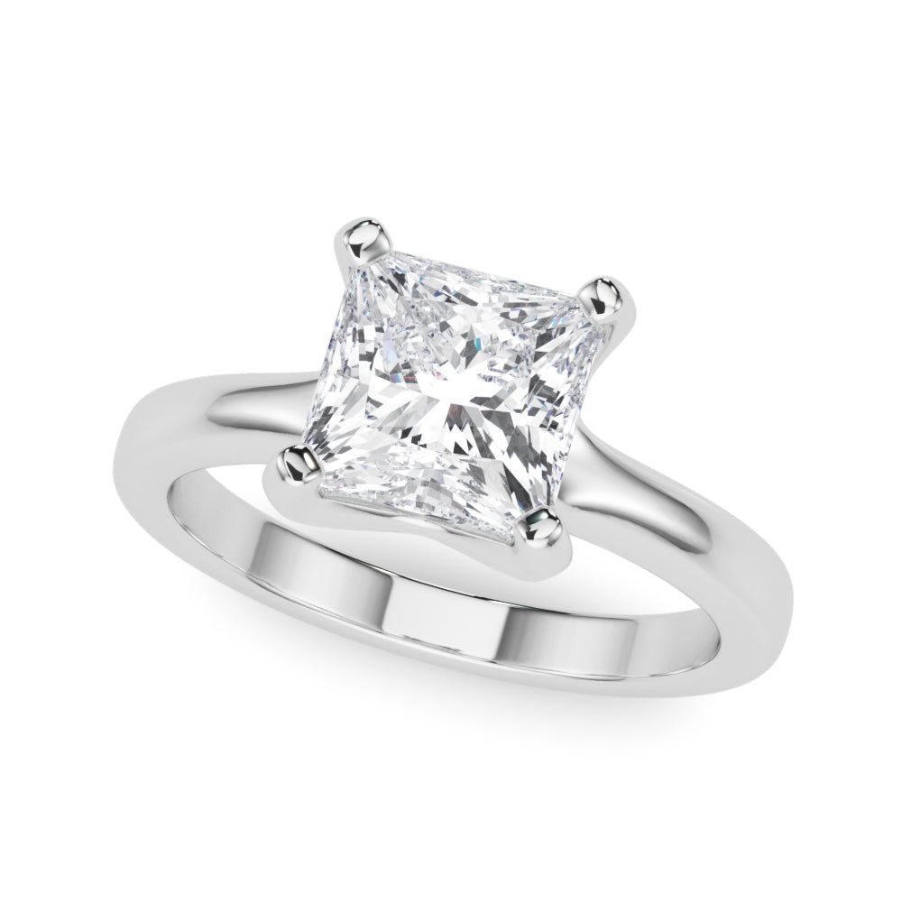 IGI Lab-Grown D-VVS Princess Cut Diamond Four Prong Solitaire Engagement Ring.