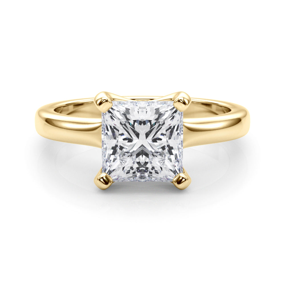IGI Lab-Grown D-VVS Princess Cut Diamond Four Prong Solitaire Engagement Ring.
