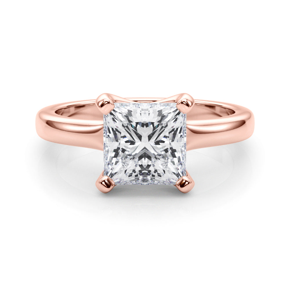 IGI Lab-Grown D-VVS Princess Cut Diamond Four Prong Solitaire Engagement Ring.