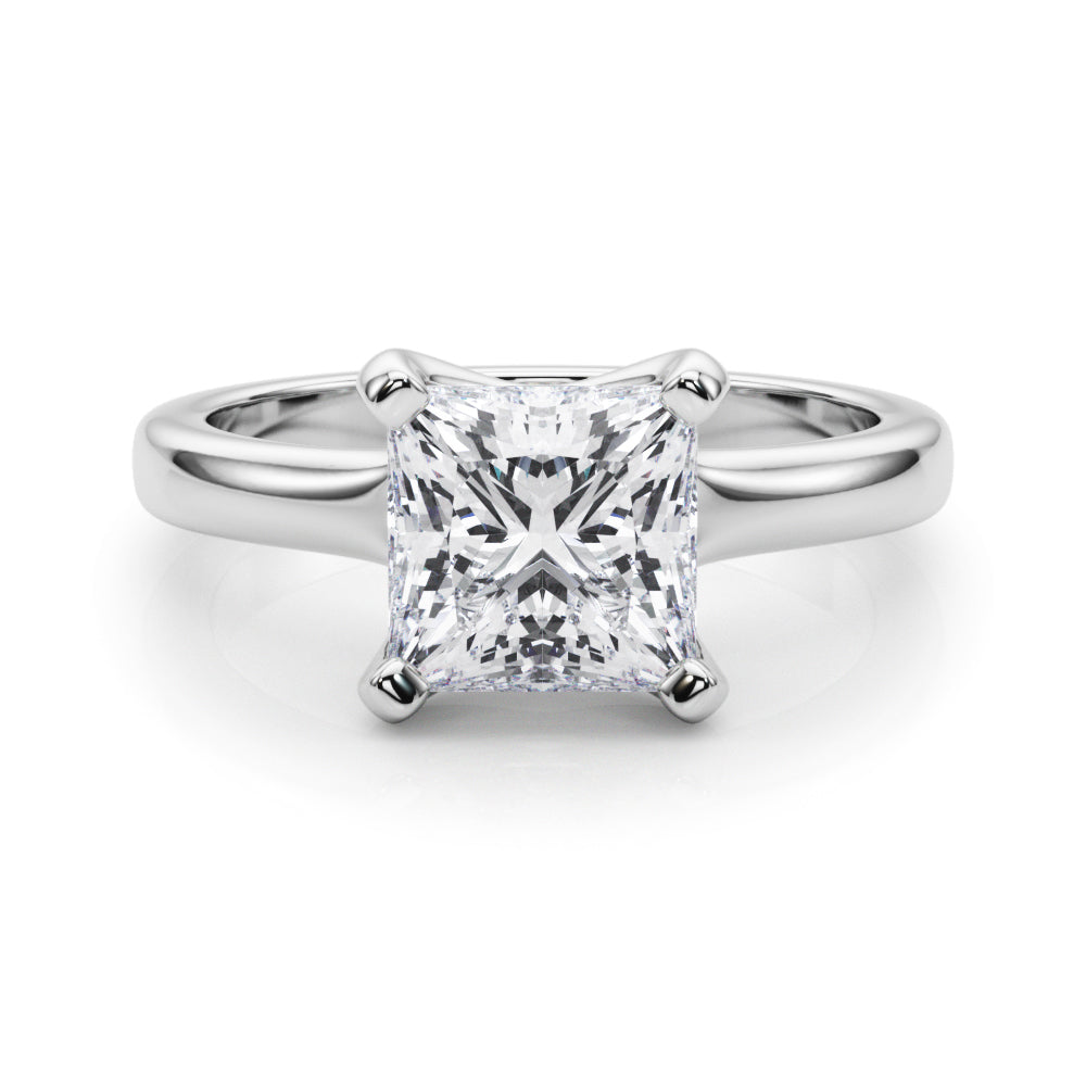IGI Lab-Grown D-VVS Princess Cut Diamond Four Prong Solitaire Engagement Ring.