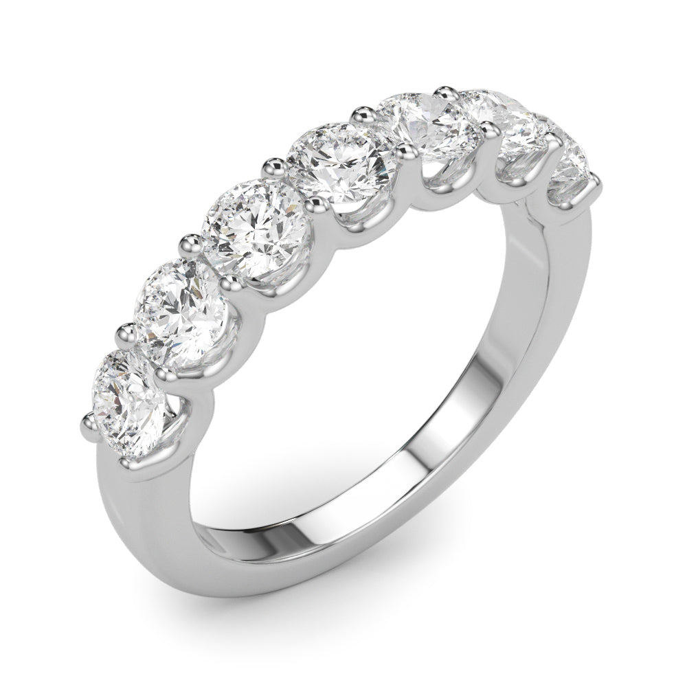 Lab Grown Round Diamond 7 Stone U Prong Set Diamond Ring D Color VVS Clarity