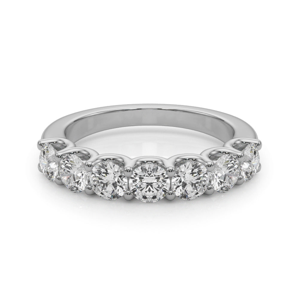 Lab Grown Round Diamond 7 Stone U Prong Set Diamond Ring D Color VVS Clarity