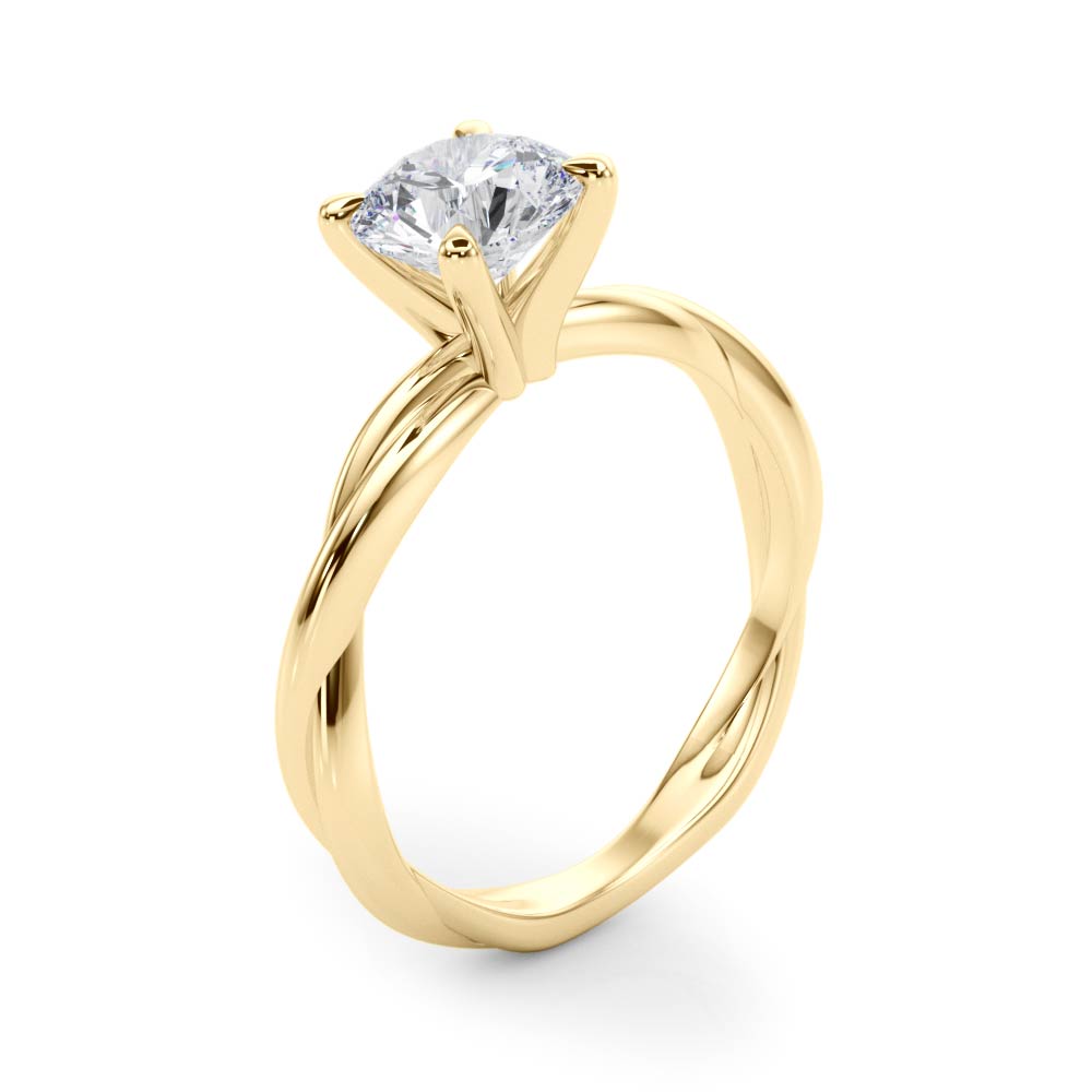 IGI Lab-Grown Round Cut D-VVS Diamond Twisted Engagement Ring.
