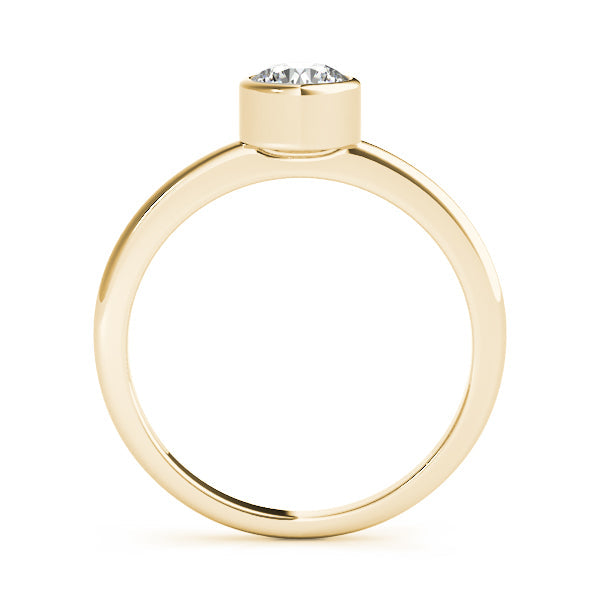 IGI Lab-Grown D-VVS Round Cut Diamond Bezel Setting Engagement Ring.