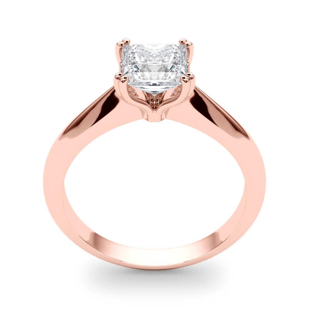 IGI Lab-Grown D-VVS Princess Cut Diamond Four-Prong Heart Shaped Engagement Ring.