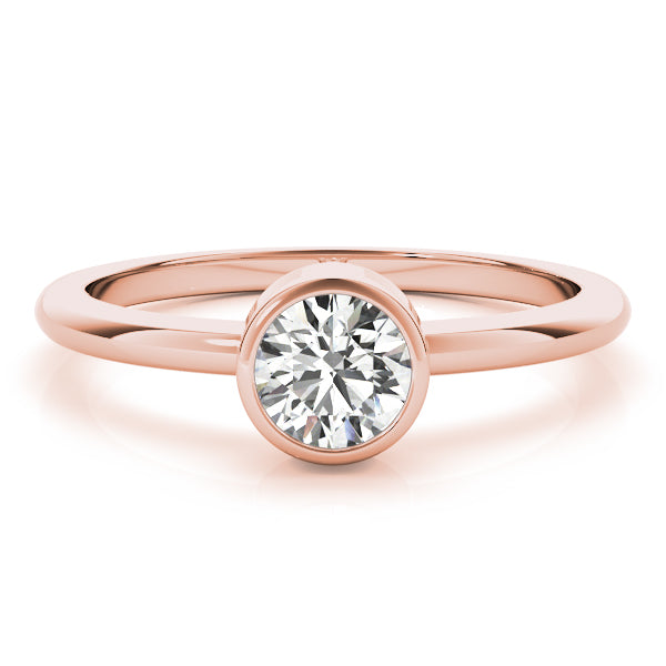 IGI Lab-Grown D-VVS Round Cut Diamond Bezel Setting Engagement Ring.