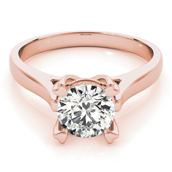 IGI Lab-Grown D-VVS Round Cut Diamond Heart-Shaped Prong Set Engagement Ring.