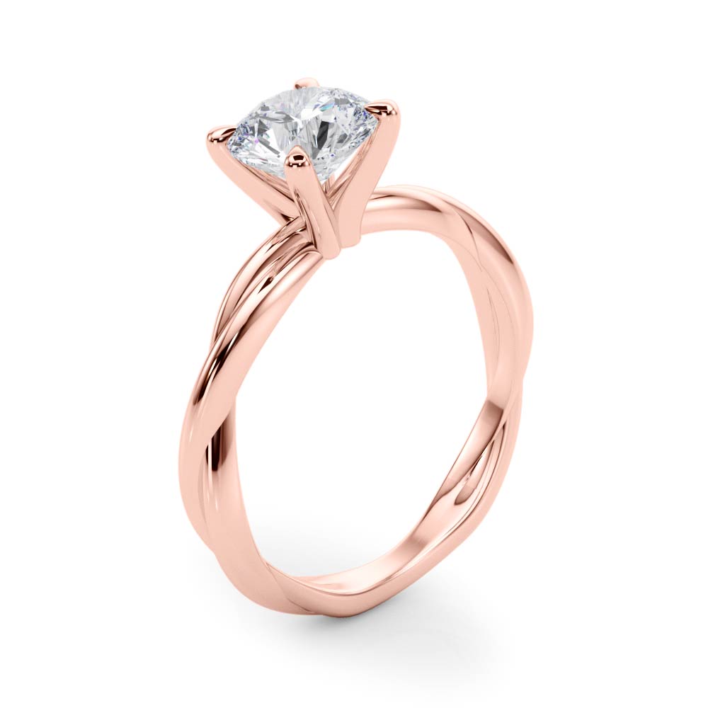 IGI Lab-Grown Round Cut D-VVS Diamond Twisted Engagement Ring.