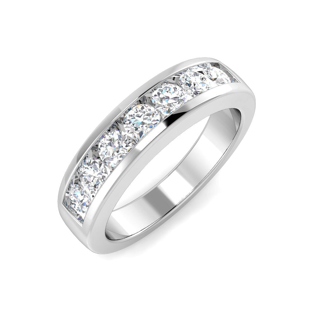 7-Stone Natural Round Cut Diamond Channel Set Ring.