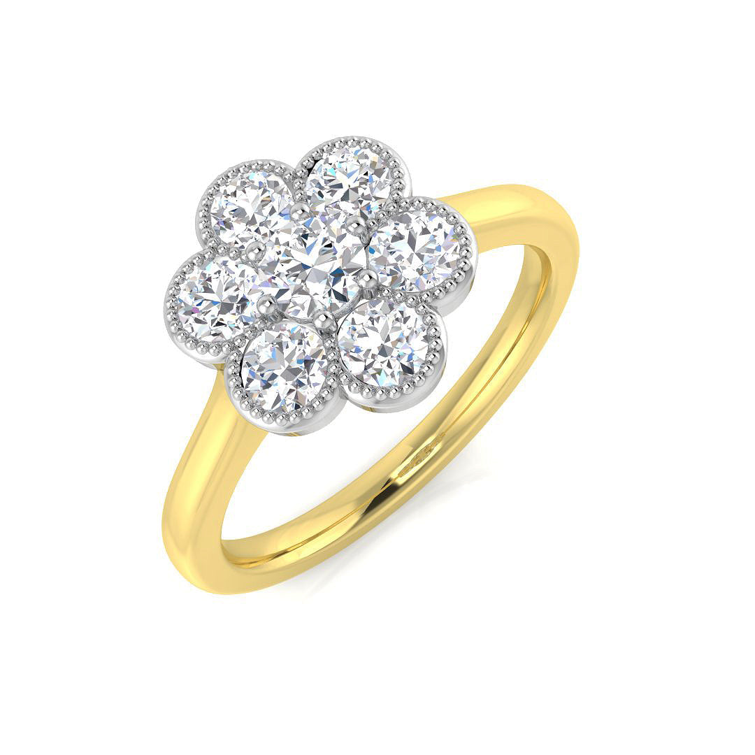 Natural & Lab-Created Round Cut Diamond 7-Stone Cluster Engagement Ring