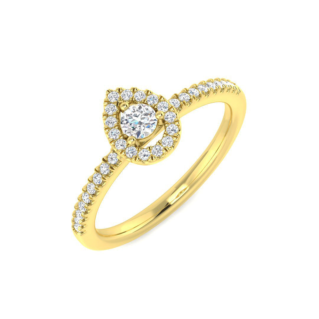 Natural Pear & Round Cut Diamond Halo Engagement Ring
