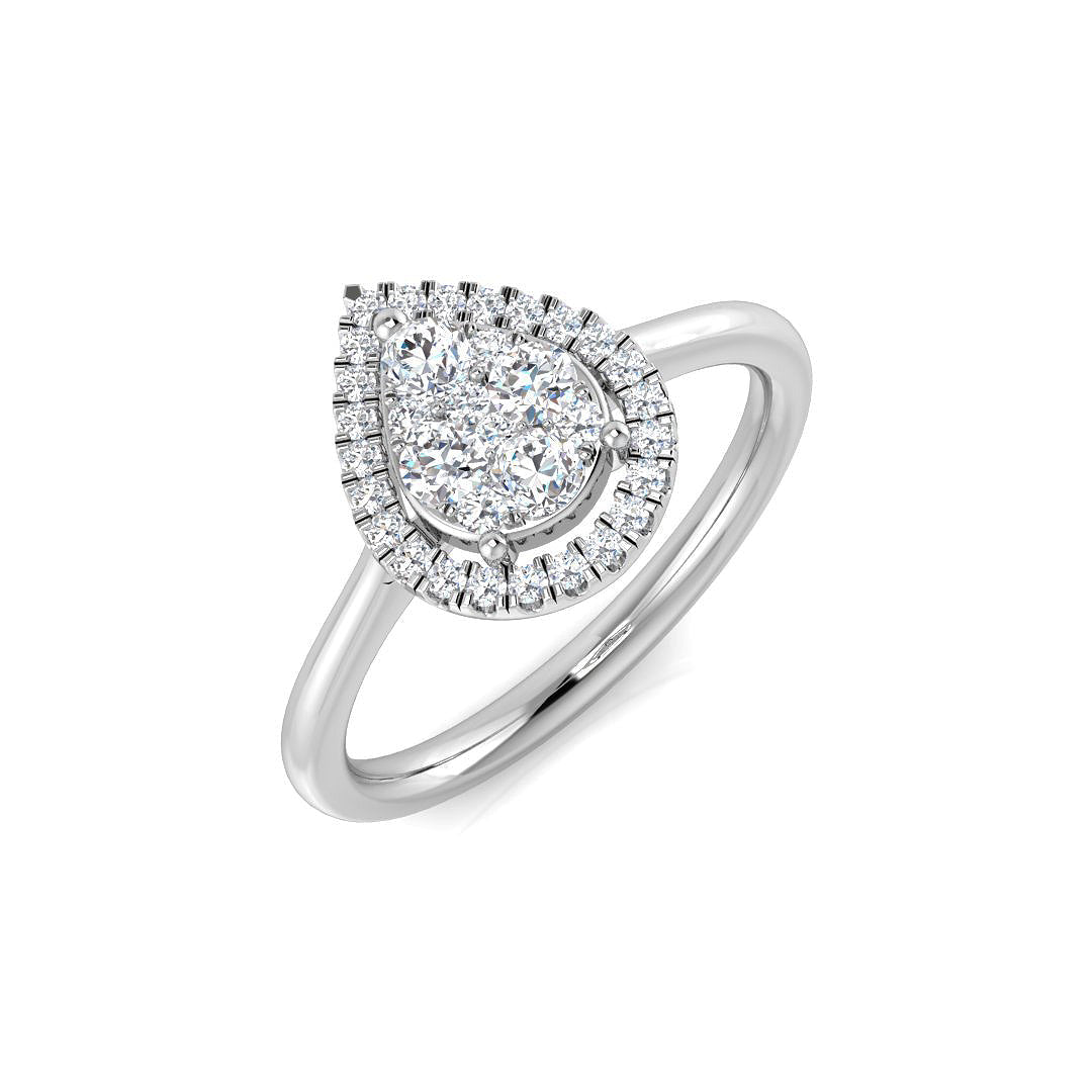 Natural Round Cut Diamond Cluster Engagement Ring