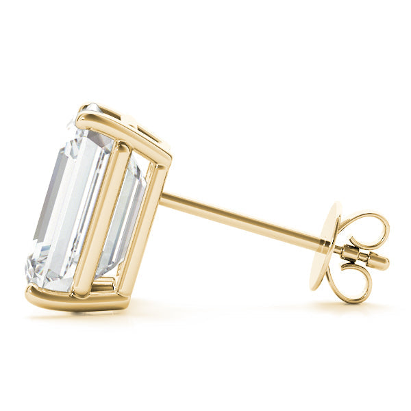 Emerald Cut Lab-Grown Diamond Stud Earrings For Women, 4 Prong Setting, D Color and VVS Clarity