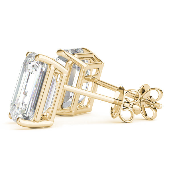 Emerald Cut Lab-Grown Diamond Stud Earrings For Women, 4 Prong Setting, D Color and VVS Clarity