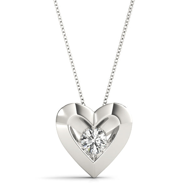 Natural Diamond Heart Shape Pendant For Women
