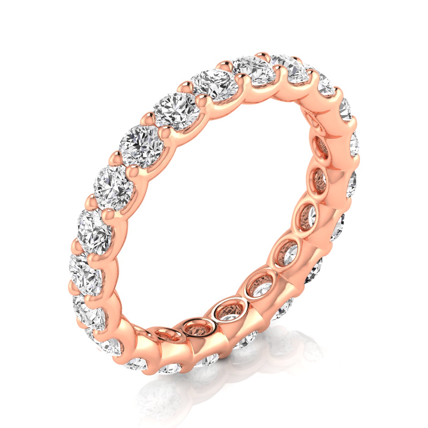 0.50-3.00ct Lab-Grown D/VVS Round Cut Diamond Four Prong Claw Set Full Eternity Wedding Ring