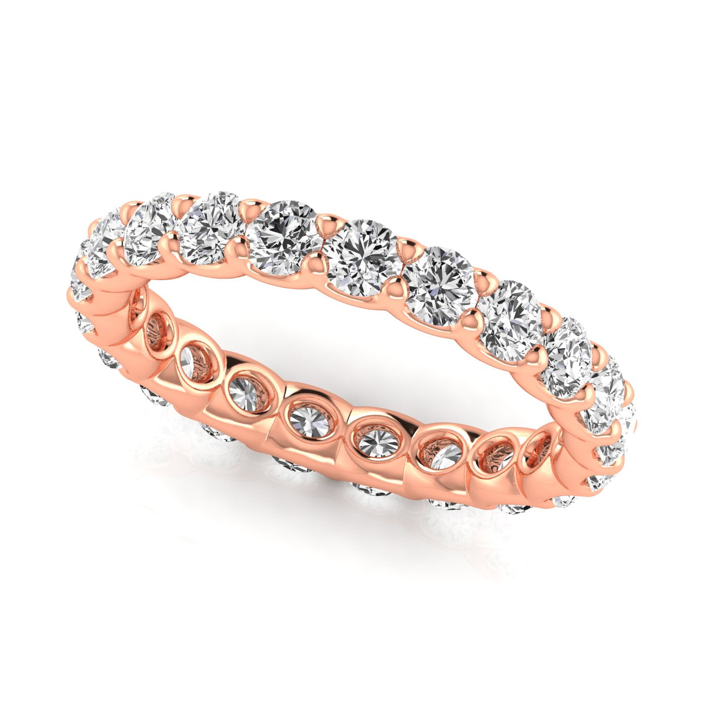 0.50-3.00ct Lab-Grown D/VVS Round Cut Diamond Four Prong Claw Set Full Eternity Wedding Ring