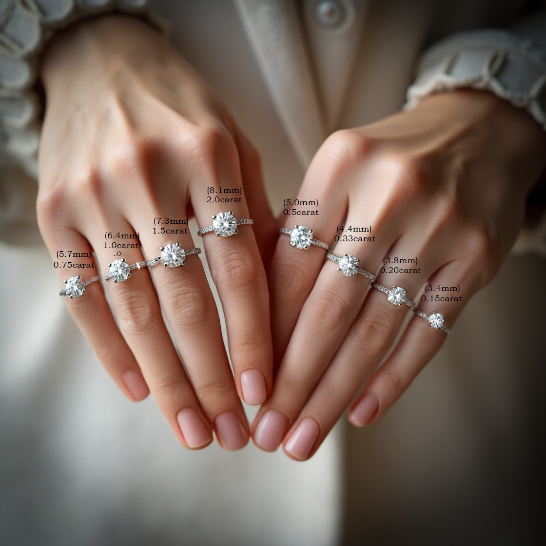 Celestial Shine IGI Lab-Grown D-VVS Round Cut Diamond Solitaries Engagement Ring.